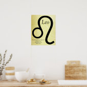 Leo Horoscope Symbool Gold en Black Poster (Keuken)