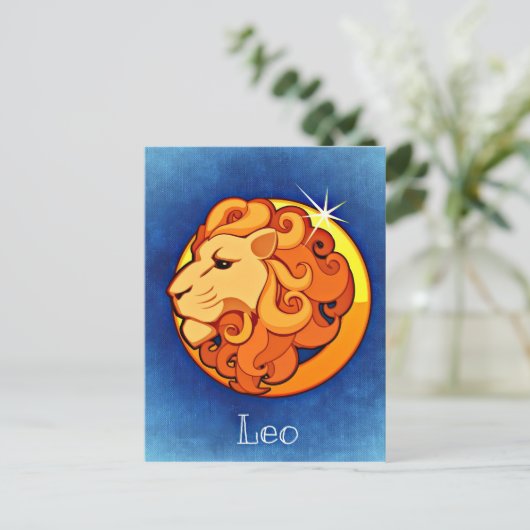 Leo in Blauw Briefkaart (Staand voorkant)
