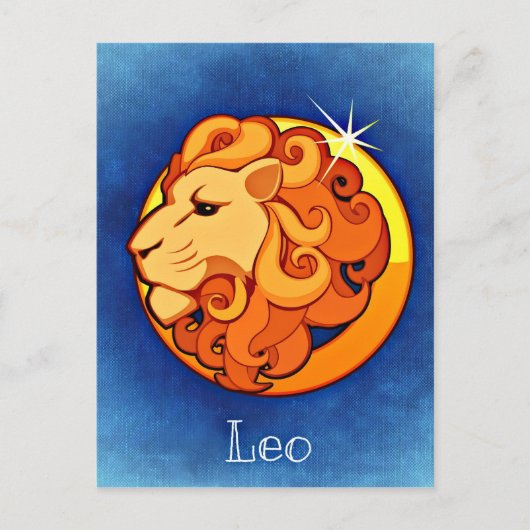 Leo in Blauw Briefkaart (Voorkant)