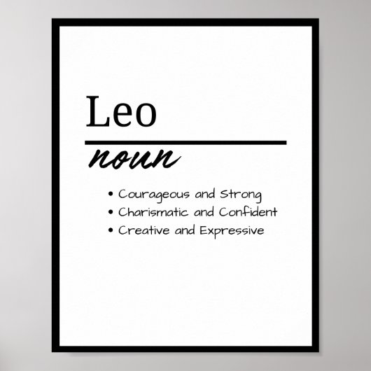 Leo, jongen gepersonaliseerde naam definitie poster (Voorkant)