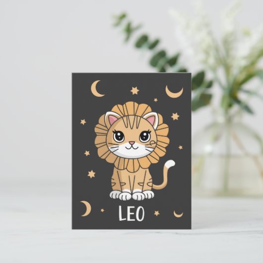 Leo Kitten: Een brullende ster Schattig Leo Zodiac Briefkaart (Staand voorkant)