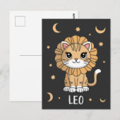 Leo Kitten: Een brullende ster Schattig Leo Zodiac Briefkaart (Voorkant / Achterkant)