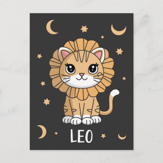 Leo Kitten: Een brullende ster Schattig Leo Zodiac Briefkaart (Voorkant)