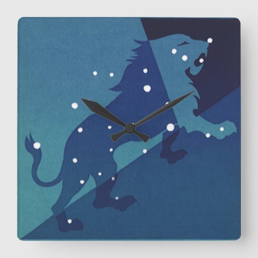 Leo Leeuw Constellation  Zodiac Astrologie Vierkante Klok (Voorkant)
