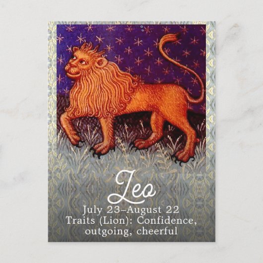 Leo Leeuw Zodiac Teken Horoscoop Verjaardagsfeest Briefkaart (Voorkant)