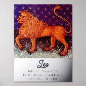 Leo Leeuw Zodiac Teken Horoscoop Verjaardagsfeest Folie Afdrukken (Voorkant)