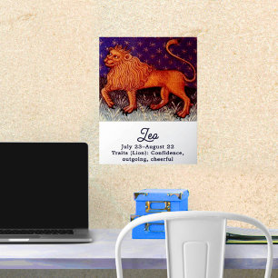 Leo Leeuw Zodiac Teken Horoscoop Verjaardagsfeest Folie Afdrukken