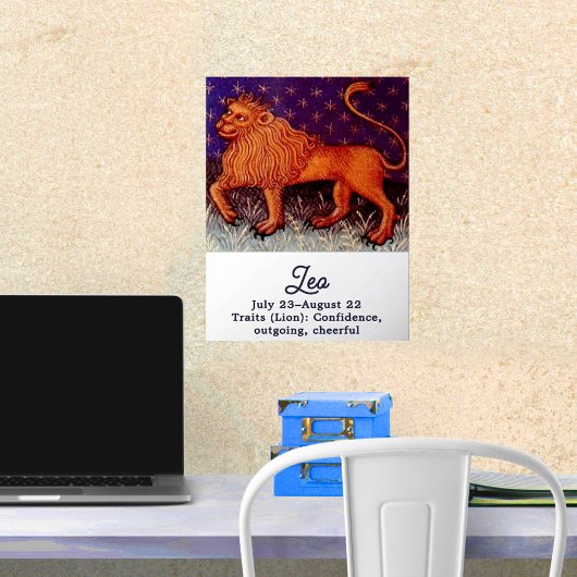 Leo Leeuw Zodiac Teken Horoscoop Verjaardagsfeest Folie Afdrukken