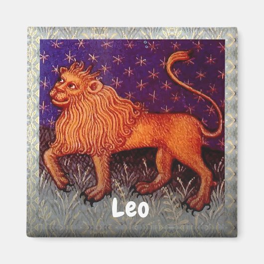 Leo Leeuw Zodiac Teken Horoscoop Verjaardagsfeest Magneet (Voorkant)