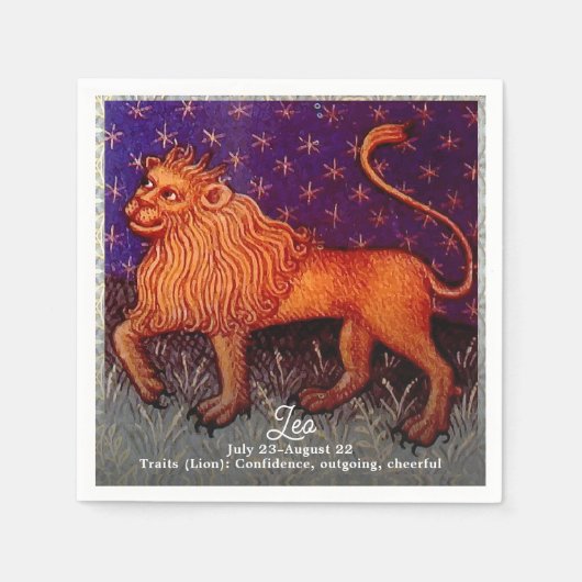 Leo Leeuw Zodiac Teken Horoscoop Verjaardagsfeest Servet (Voorkant)