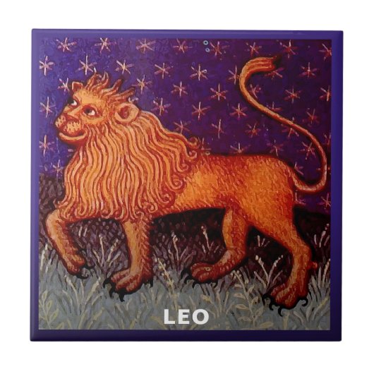 Leo Leeuw Zodiac Teken Horoscoop Verjaardagsfeest Tegeltje (Voorkant)