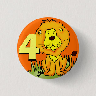 Leo Leeuwen van 4 jaar - oranje en geel Ronde Button 3,2 Cm