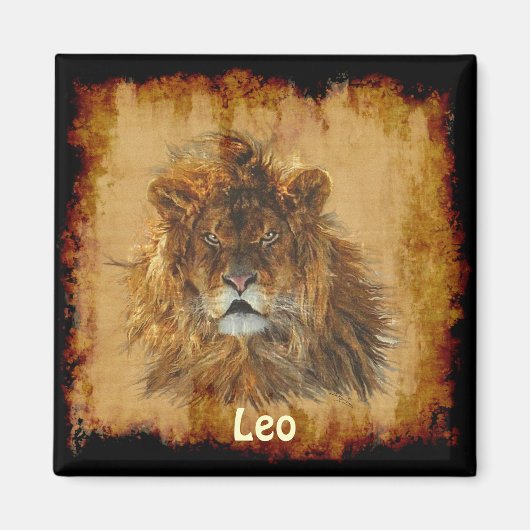 "LEO" Lion Astrology Wildlife Art Magnet (Voorkant)