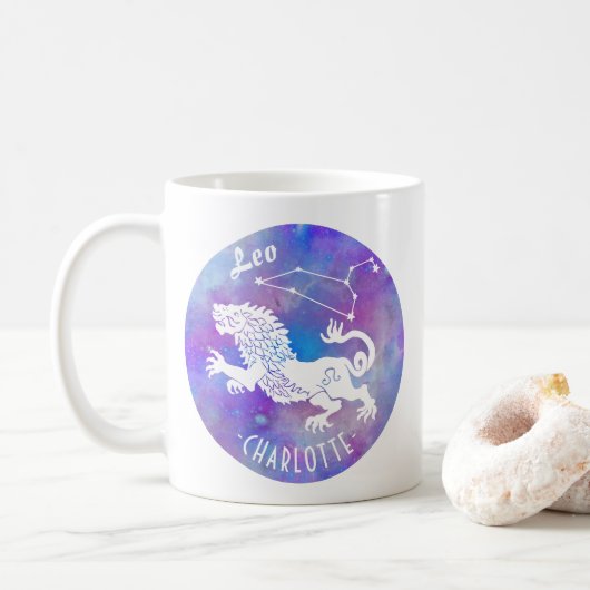 Leo Lion Constellation Stars Name Birthday Gift Koffiemok (Met donut)