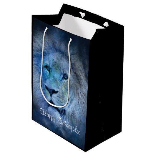 Leo Lion MGB Happy Birthday Medium Cadeauzakje (Voorkant Gekanteld)