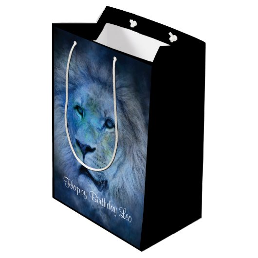 Leo Lion MGB Happy Birthday Medium Cadeauzakje (Achterkant Gekanteld)