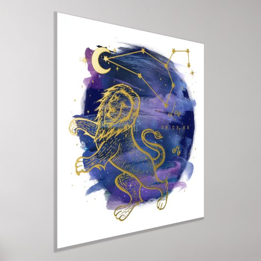 Leo Lion Sign of the Zodiac Custom Birth Date Folie Afdrukken (Laagn)