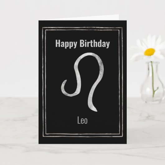 Leo Lion Silver Aastrology Zodiac Happy Birthday C Kaart (Kleine Plant)