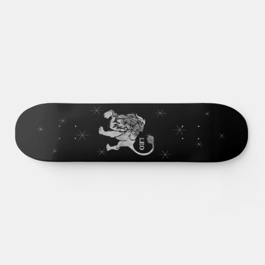 Leo Lion Silver Zodiac Skateboard Deck (Horizontaal)