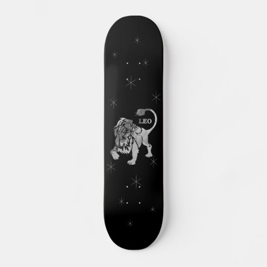 Leo Lion Silver Zodiac Skateboard Deck (Voorkant)