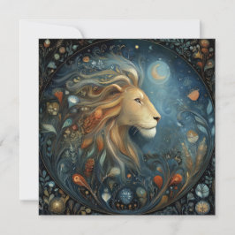 Leo Lion Zodiac Astrology Celestial Birthday Kaart
