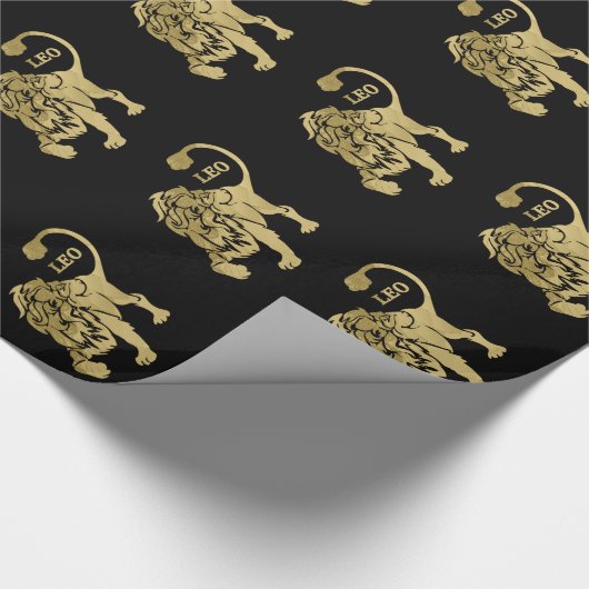 Leo Lion Zodiac Black Cadeaupapier (Hoek)