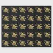Leo Lion Zodiac Black Cadeaupapier (Vlak)