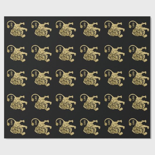 Leo Lion Zodiac Black Cadeaupapier (Vlak)