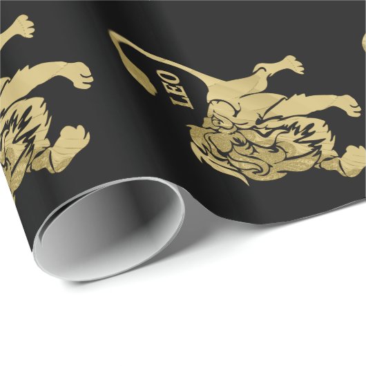 Leo Lion Zodiac Black Cadeaupapier (Rol Hoek)