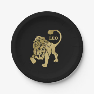 Leo Lion Zodiac Black Papieren Bordje
