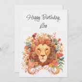Leo Lion Zodiac Boho Floral Verjaardag Flat Kaart (Voorkant / Achterkant)