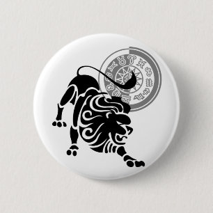 Leo Lion Zodiac Chart Ronde Button 5,7 Cm