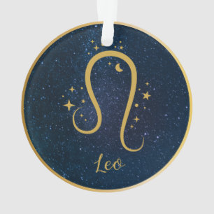 Leo Lion zodiac Gold symbol sterren sky personaliz Ornament