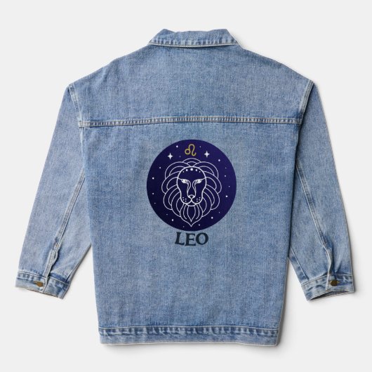 Leo Lion Zodiac Sign Design Denim Jacket (Achterkant)