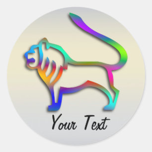 Leo Lion Zodiac Star Sign Rainbow Color Ronde Sticker