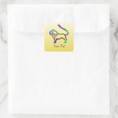 Leo Lion Zodiac Sterrenbeeld Regenboog op Geel Vie Vierkante Sticker (Tas)