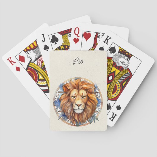 Leo Lion Zodiac-Waterverf Pokerkaarten (Achterkant)