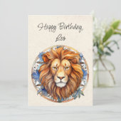 Leo Lion Zodiac Waterverf Verjaardag Flat Kaart (Staand voorkant)