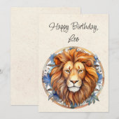 Leo Lion Zodiac Waterverf Verjaardag Flat Kaart (Voorkant / Achterkant)
