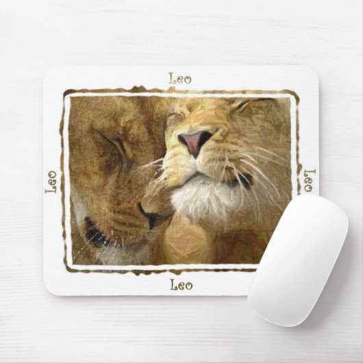 Leo - Lionen in gekleurd potlood Mousepad Muismat (Met muis)