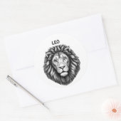 Leo Lions Head Zodiac Art Ink illustratie Ronde Sticker (Envelop)