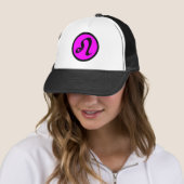 Leo Magenta Black Circle Crest Trucker Pet (In situ)