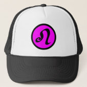Leo Magenta Black Circle Crest Trucker Pet (Voorkant)