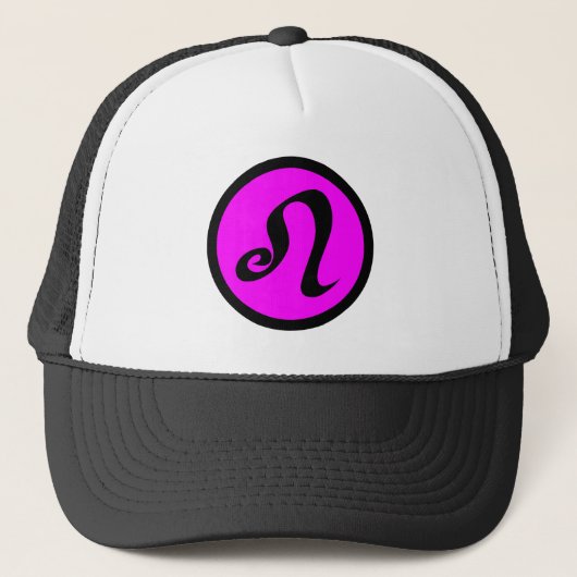 Leo Magenta Black Circle Crest Trucker Pet (Voorkant)