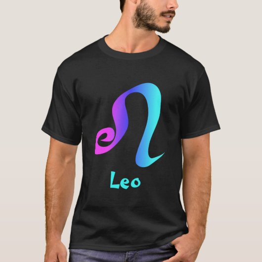Leo Magenta Blue Aqua Zodiac Sign T-shirt (Voorkant)