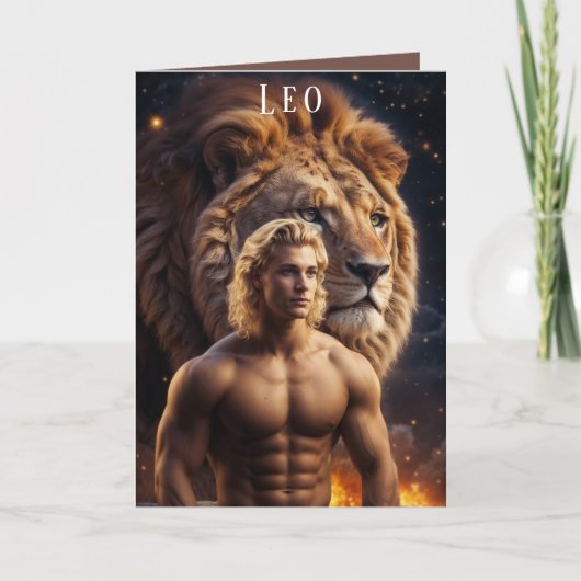 Leo Man Verjaardag Kaart (Voorkant)
