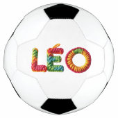 LÉO Naam in Levendig Haakpatroon Voetbal (Voorkant)