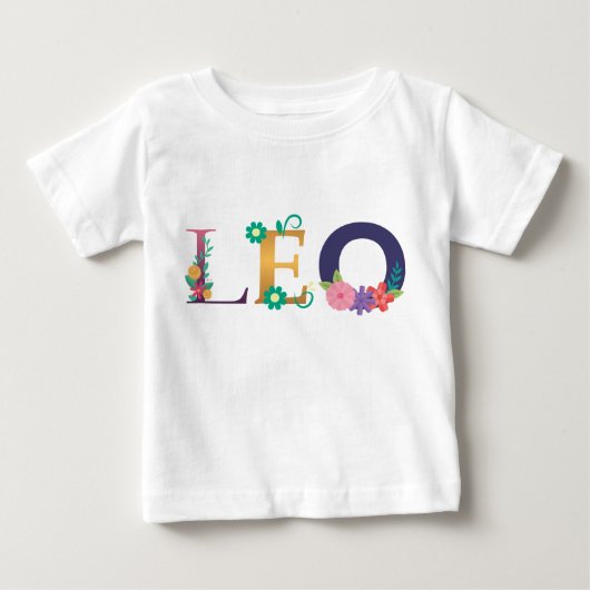 LÉO naamkunst met geborduurde bloemen (Voorkant)