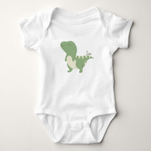 Leo Name Onthult Schattigee Dinosaurus Baby Boy Gr Romper (Voorkant)