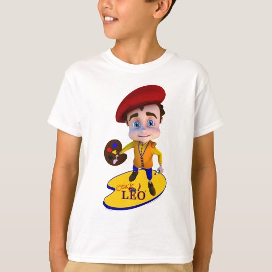 Leo op Gele Palette Achtergrond T-shirt (Voorkant)